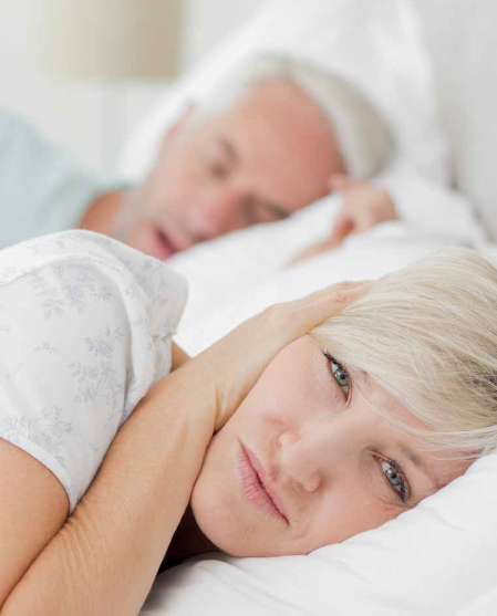 Woman upset by partner snoring